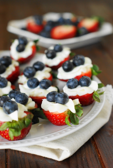 Red White & Blue Strawberry Cheesecake Bites