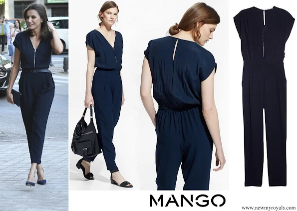 Queen Letizia wore Mango Blue Zip-Detail Jumpsuit