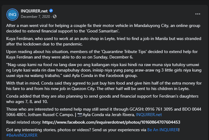 Lalaki Na Napagkamalang Masamang Tao, Inulan Ngayon Ng Tulong Mula Sa