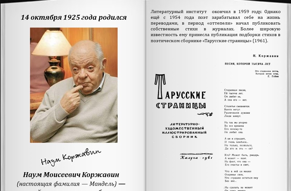 Доклад по теме Коржавин Наум Моисеевич