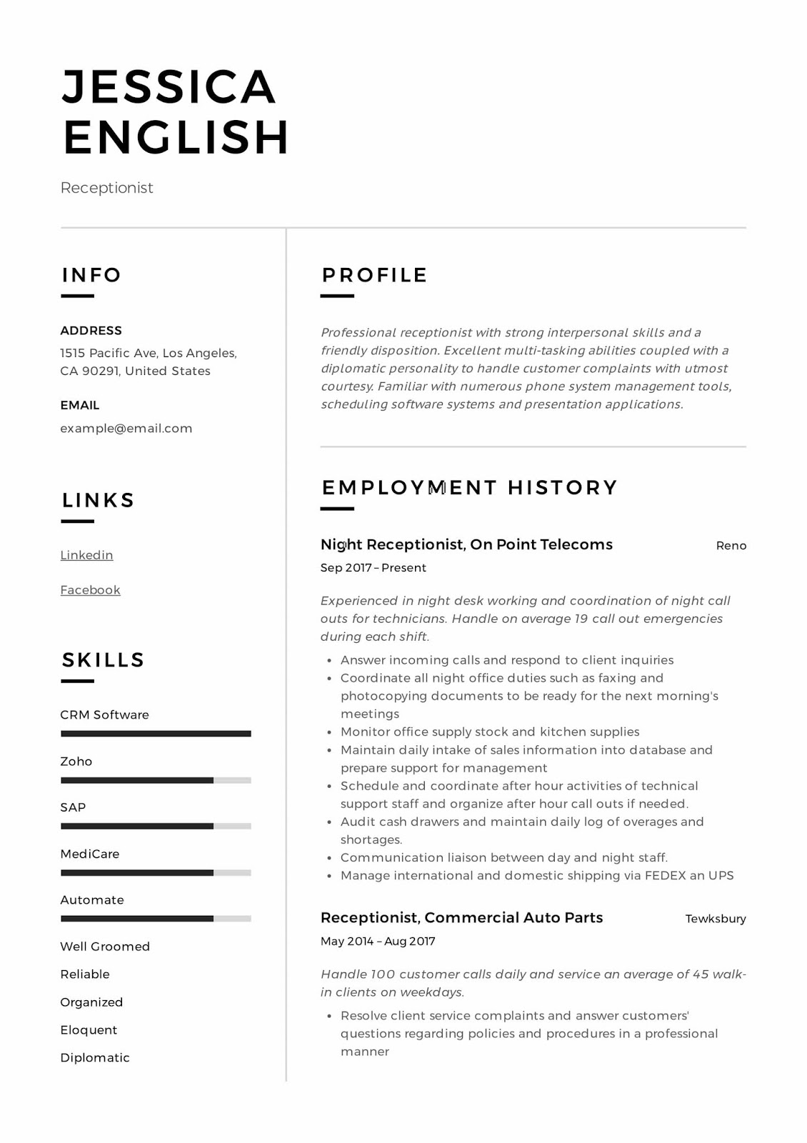receptionist resume examples 2019 receptionist resume it resume example 2020