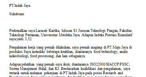 100 Contoh Surat Lamaran Kerja Cv Semua Pekerjaan Kosingkat