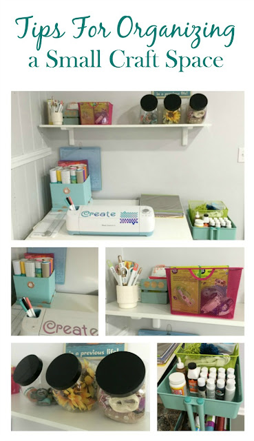 See how I organized my crafting supplies and created a craft space in a small area.