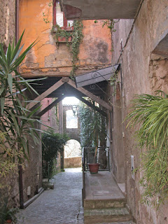 A picturesque narrow street in the historic centre of Formello