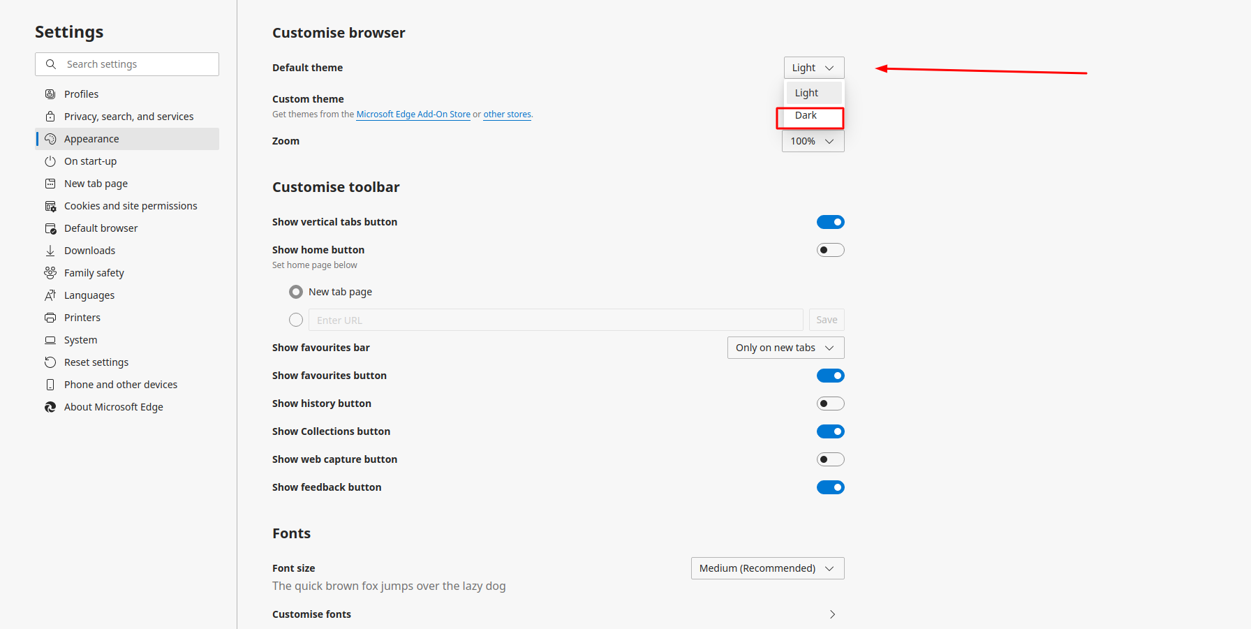 How to enable dark mode in Microsoft Edge?
