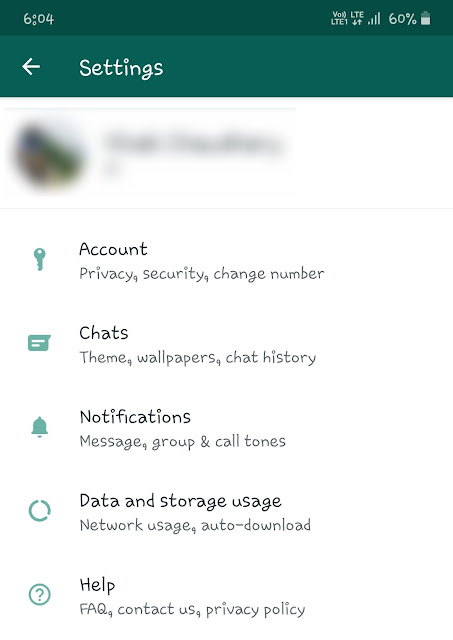 WhatsApp account settings