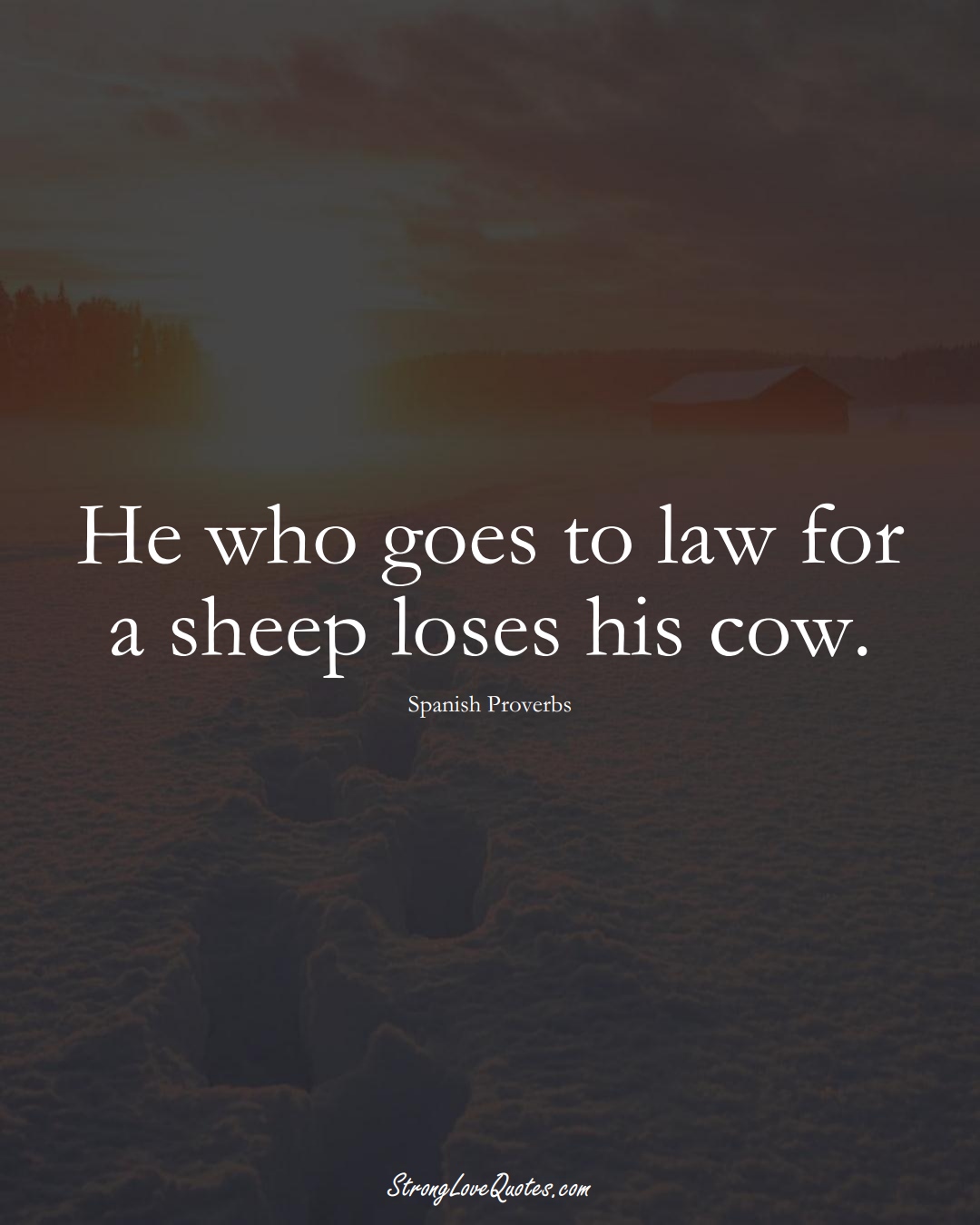 He who goes to law for a sheep loses his cow. (Spanish Sayings);  #EuropeanSayings