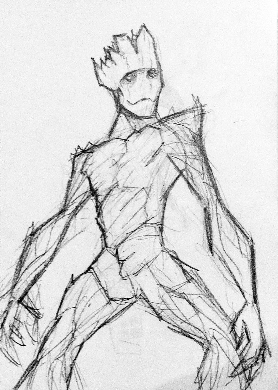 Groot Guardians of the Galaxy pencil sketch by IAMO