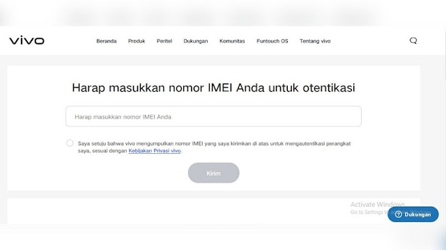 Cek IMEI HP VIVO