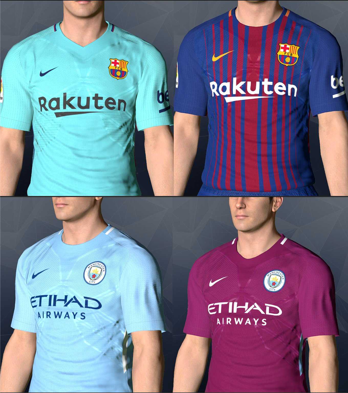 ultigamerz: PES 2017 Barcelona & Manchester City Kit 2017/2018