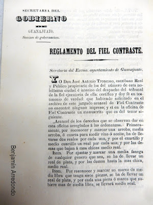 El reglamento del Fiel Contraste en Guanajuato, 1852. Noticias en tiempo real