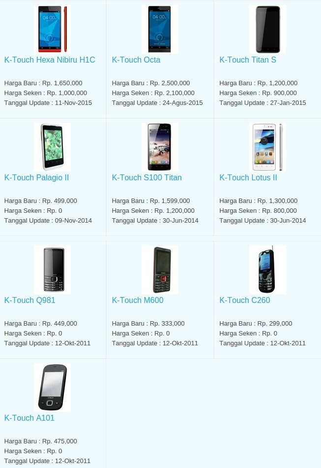 Daftar Harga Hp Terbaru K-Touch Juli 2016 Daftar Harga Hp Terbaru K-Touch Juli 2016
