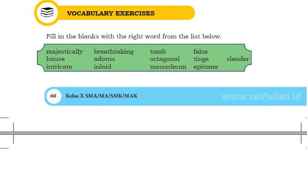 Pembahasan Soal Bahasa Inggris Chapter 4 Halaman 60 Vocabulary Exercise