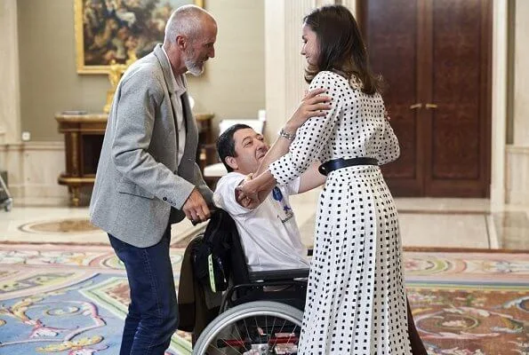 Queen Letizia wore Massimo Dutti print dress and Carolina Herrera pumps. Carlos Fitz-James Stuart, Duke of Alba