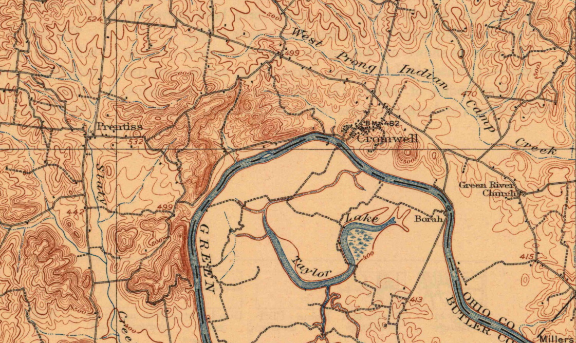 Ohio County, Kentucky History 1909 map of Hartford and area