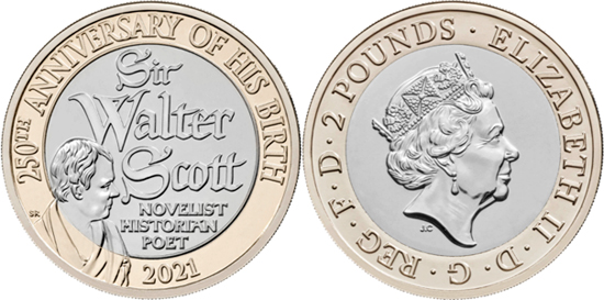 United Kingdom 2 pounds 2021 - 250th Anniversary of the Birth of Sir Walter Scott