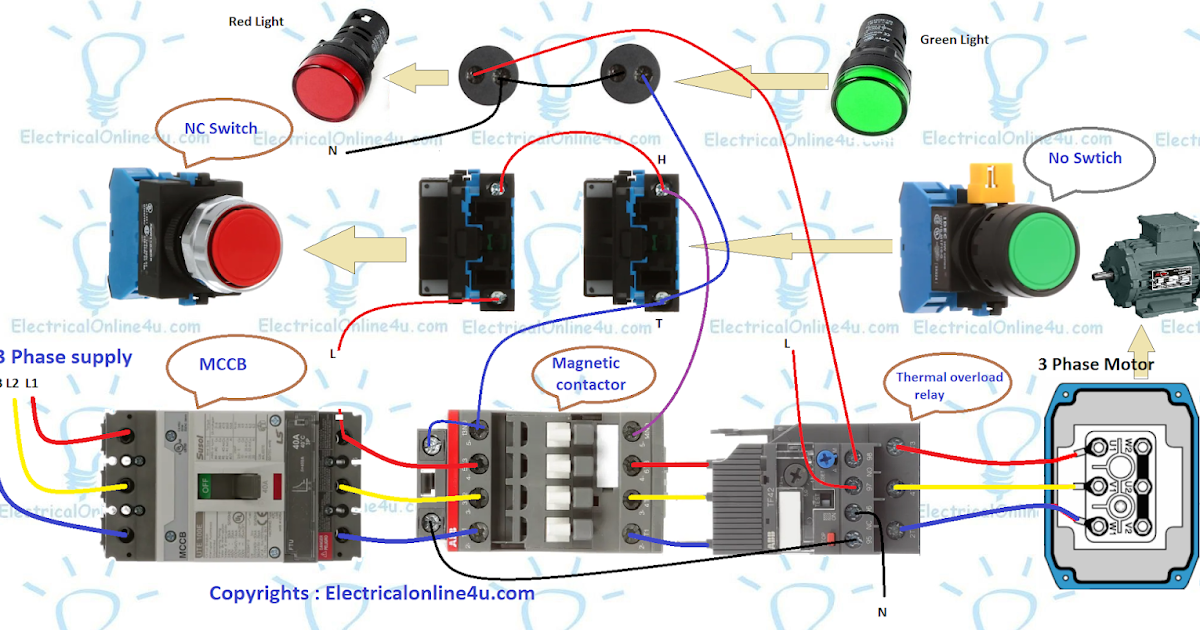 Contactor Wiring Diagram For 3 Phase Motor - Electricalonline4u