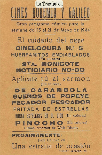 Programa de mano - Pinocho - Walt Disney (1940)