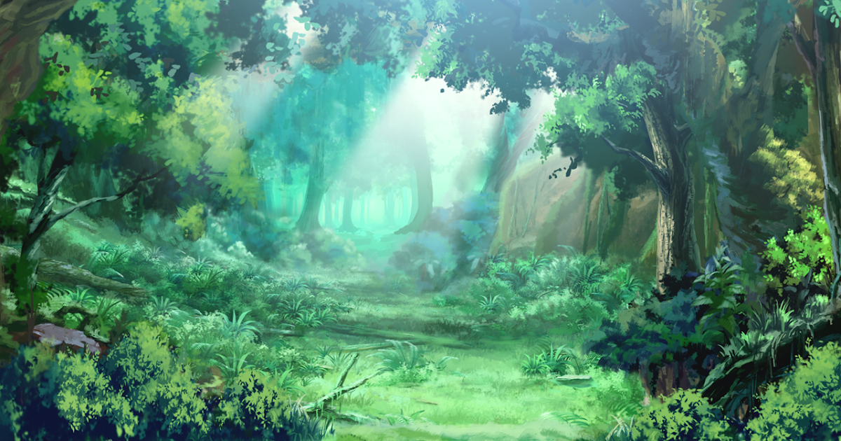 Anime Landscape: Green forest (Anime Background)