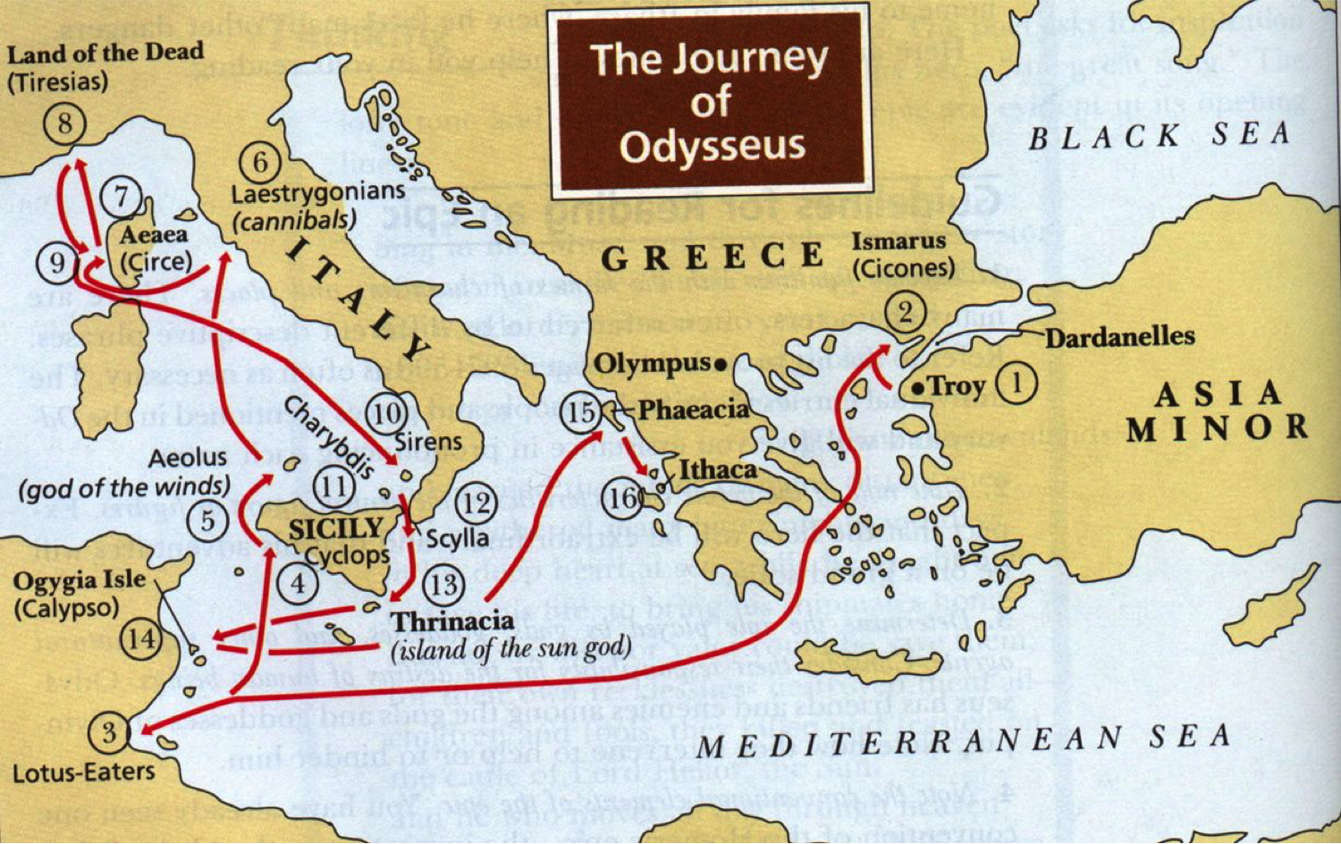 map of odysseus journey home