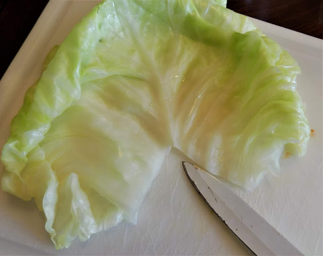 A picture of the stem removed from a cabbage leaf