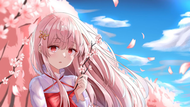 Girl, sakura tree, pink, anime iphone and desktop wallpaper. Girl, sakura tree, pink, anime iphone and desktop wallpaper.