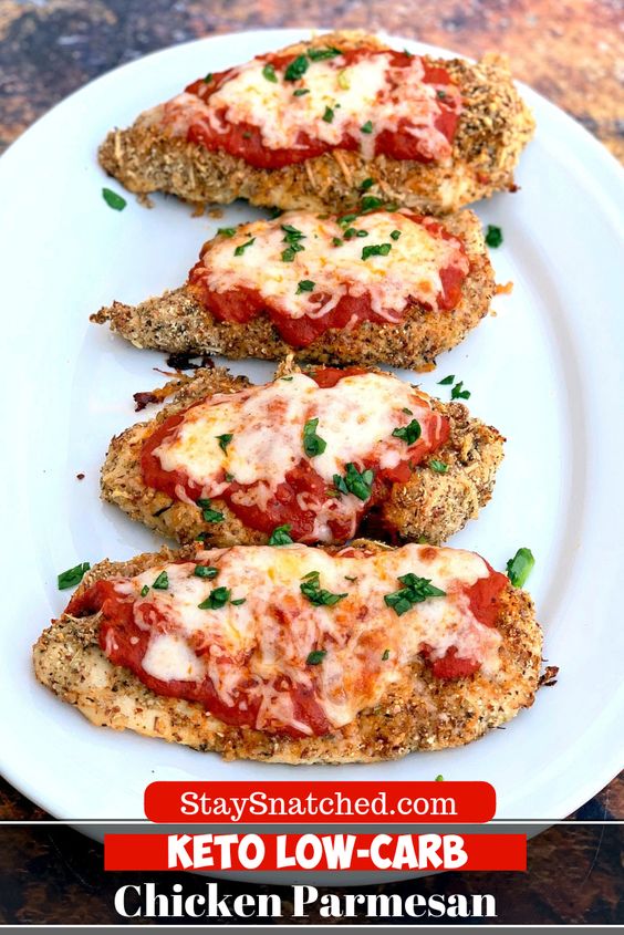 EASY, KETO LOWCARB ALMOND CRUSTED CHICKEN PARMESAN WITH MARINARA