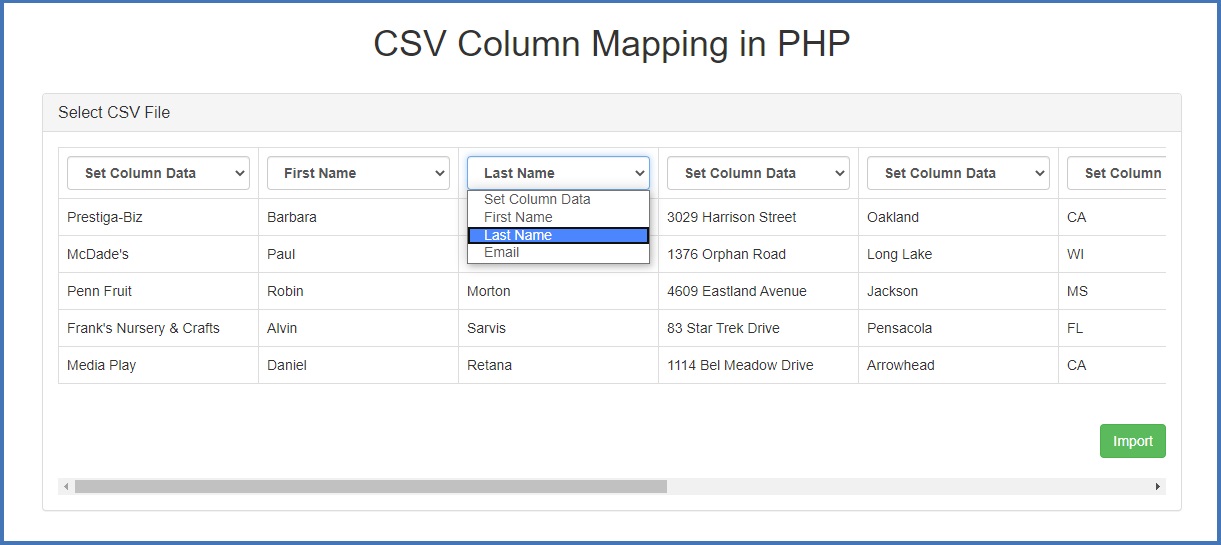 postico import csv wiyth index