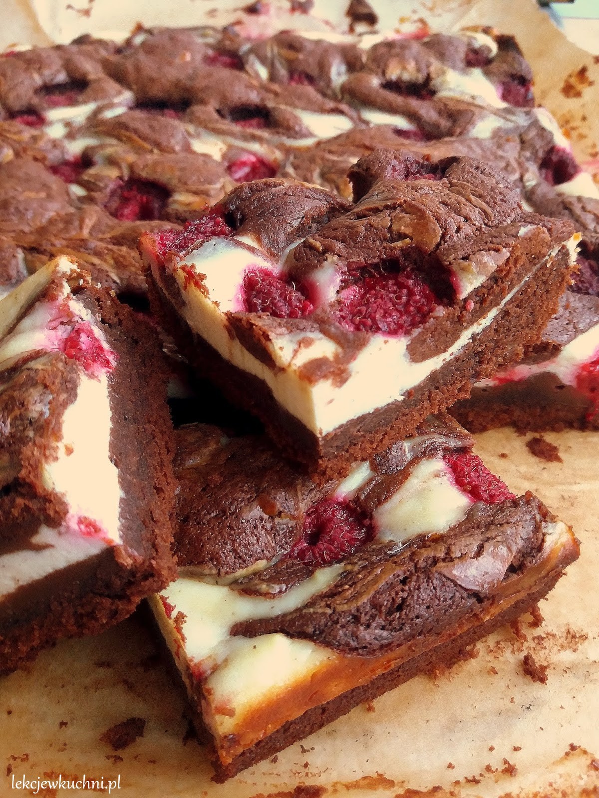 Brownie z serem i malinami / Raspberry Cheesecake Brownie Lekcje w kuchni