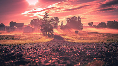 Sunset In The Village HD Wallpaper