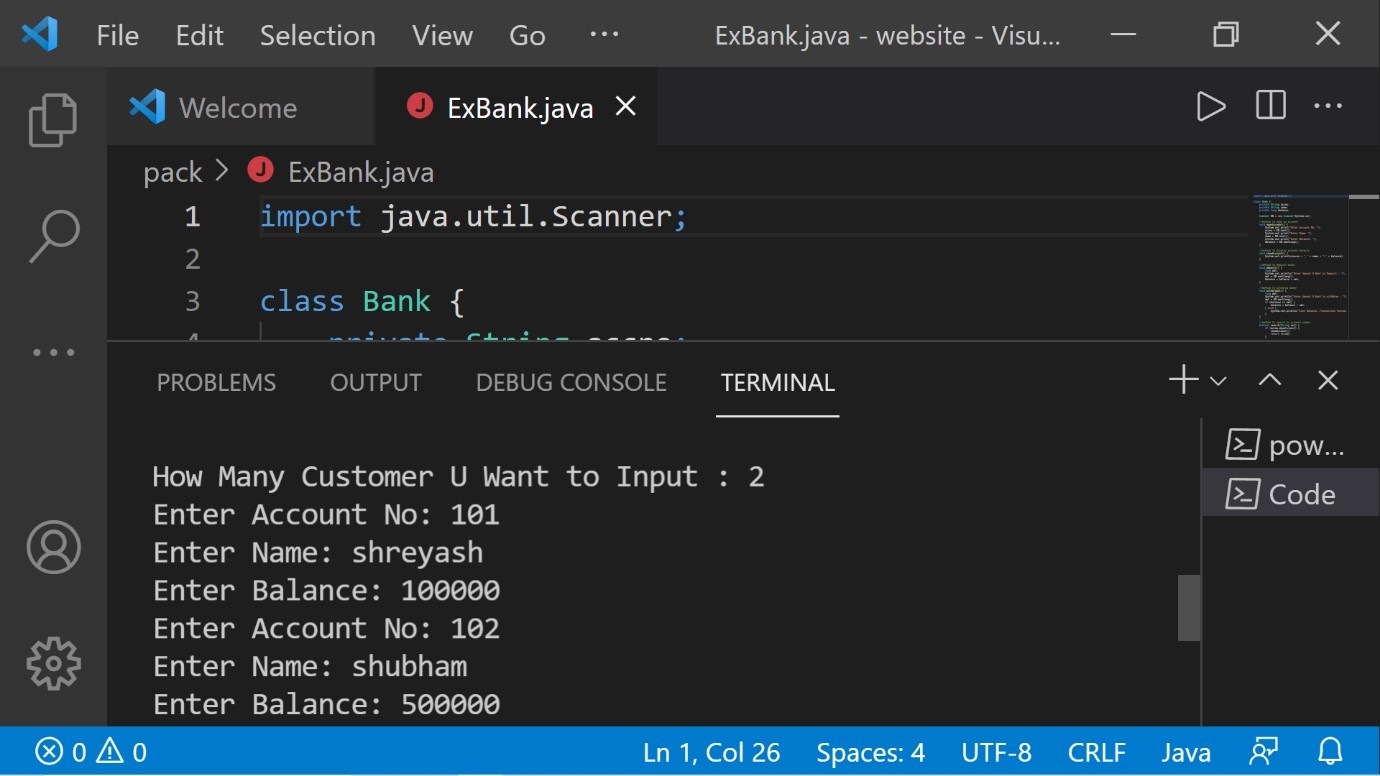 Bank account management system in java - baphello