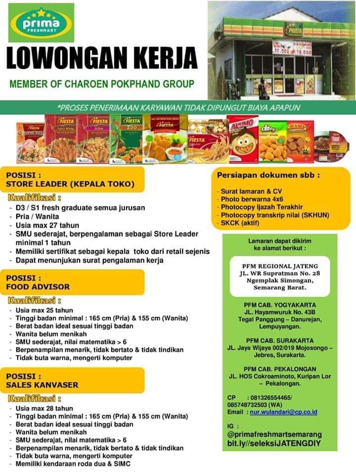 OPEN RECRUITMENT PRIMA FRESHMART UNTUK PENEMPATAN SALATIGA