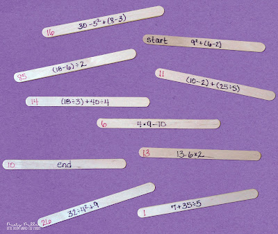 Math Centers - I Have Math Sequencing Puzzles; popsicle sticks mixed up to play game