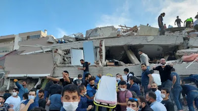  120 terluka, Dalam Gempa Dahsyat Mengguncang Turki dan Yunani, 20 Bangunan Runtuh, orang terjebak di reruntuhan