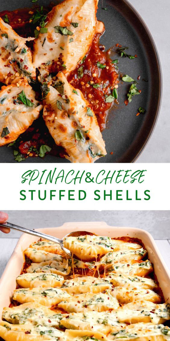 Spinach and Cheese Stuffed Shells Recipe | EASY RECIPES