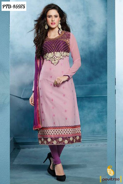 Diwali festival special discount offer buy 1 product get 5% off buy 2 products get 3% off buy 3 products get 15% off on light pink cotton embroidery salwar suit at pavitraa.in