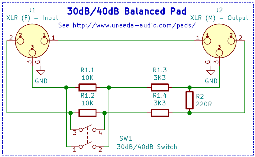 Eamonn's Ramblings: 30dB/40dB Switchable Balanced Pad