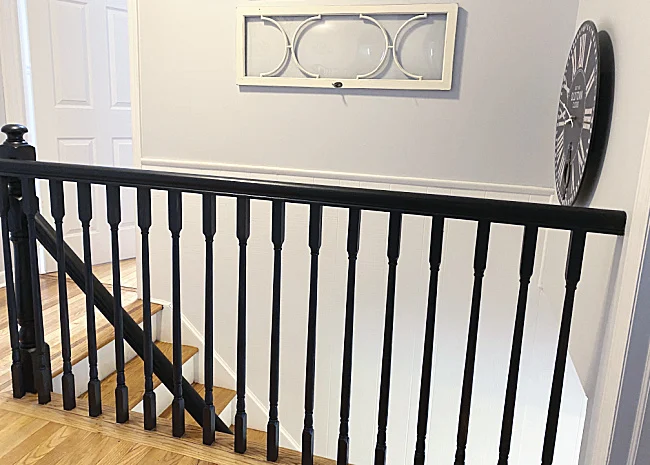 top railings in the home painted black