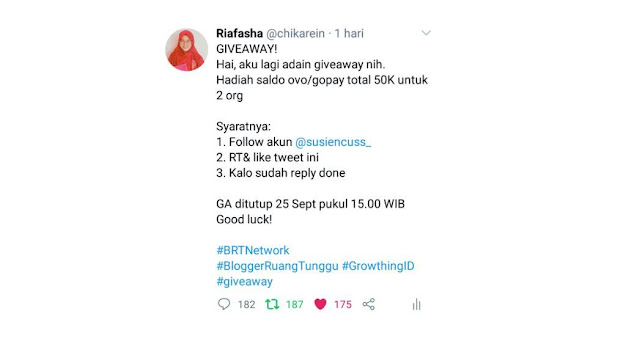 pengalaman mengadakan giveaway di akun chikarein
