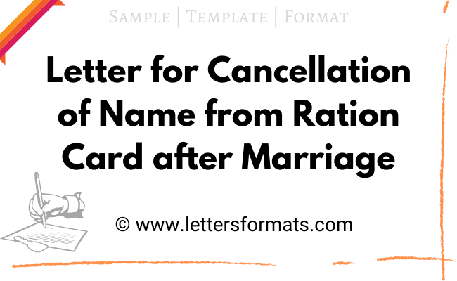 application letter for removing name from ration card after marriage