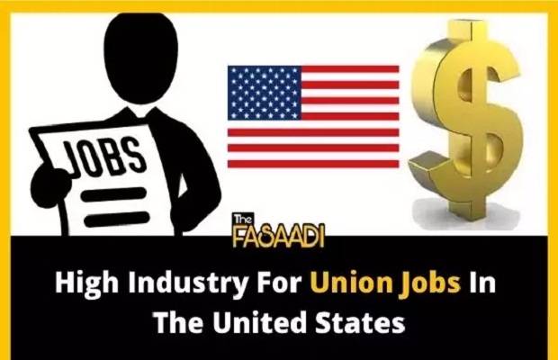 High industry for union jobs in the United States