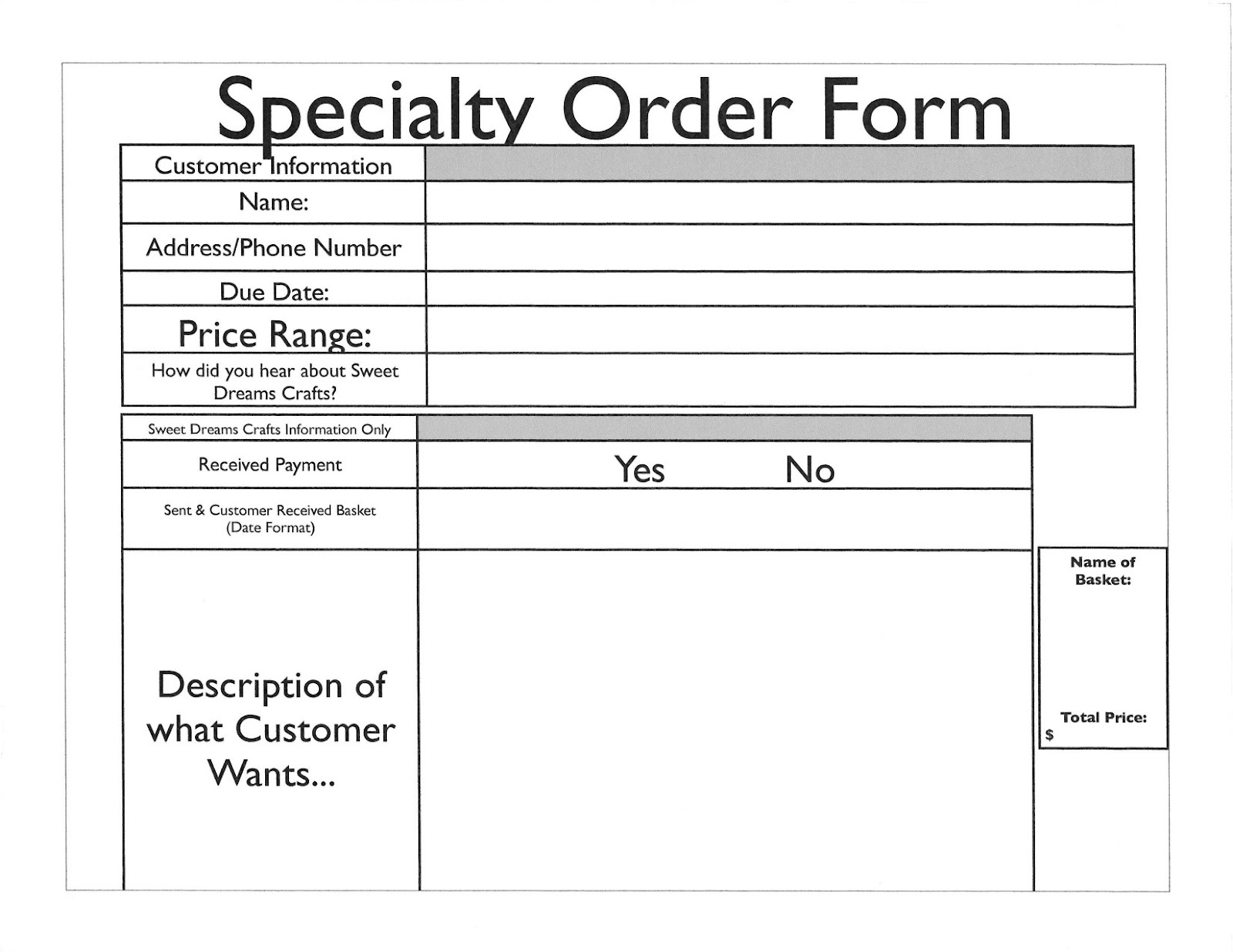 My Adventures with Life Specialty Order Form