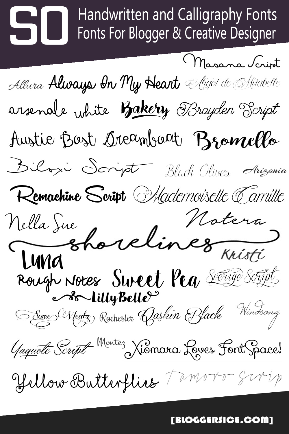 50 Handwritten and Calligraphy Fonts For Blogger and Creative Designer ...