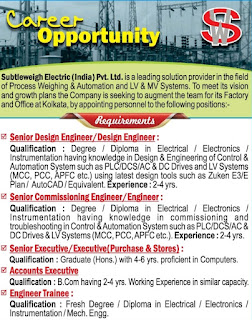 Subtleweigh Electric (India) Pvt. Ltd Recruitment Diploma and Graduates Candidates
