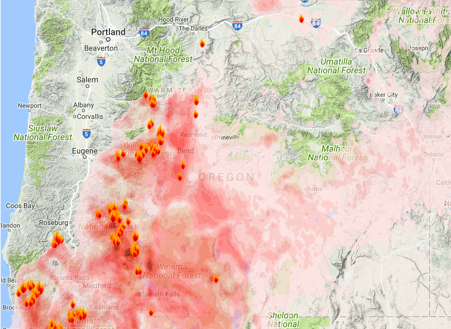 Oregon State Smoke Forecast for Thursday Aug. 31, 2017 and into the