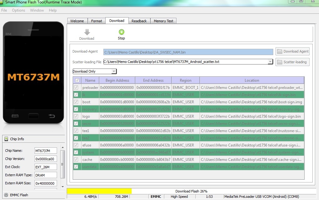 Flashear, instalar ROM stock Motorola Moto C XT1756 con SP Flash  ToolFlashear Mobile