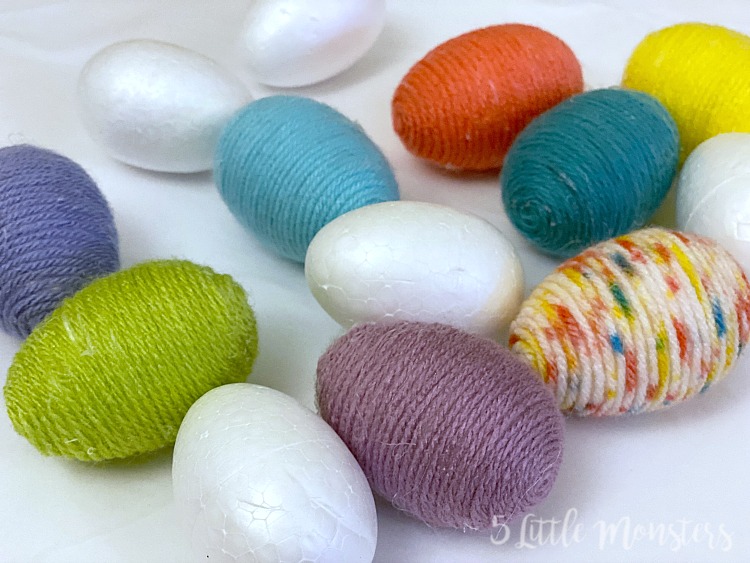 5 Little Monsters Yarn Wrapped Easter Eggs