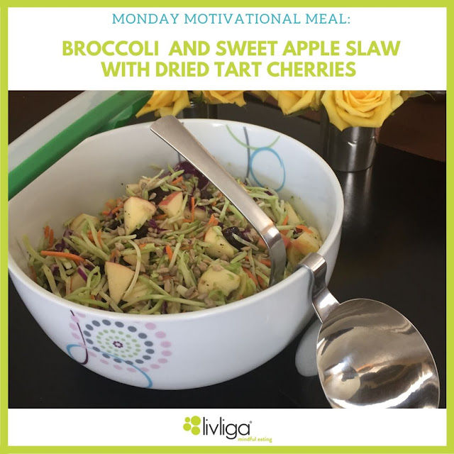 Livliga Healthy Broccoli Apple Slaw in Aveq Serving Bowl and LivSpoon
