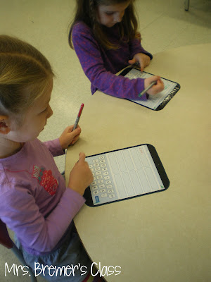 (Faux) iPad Word Work literacy center for Kindergarten