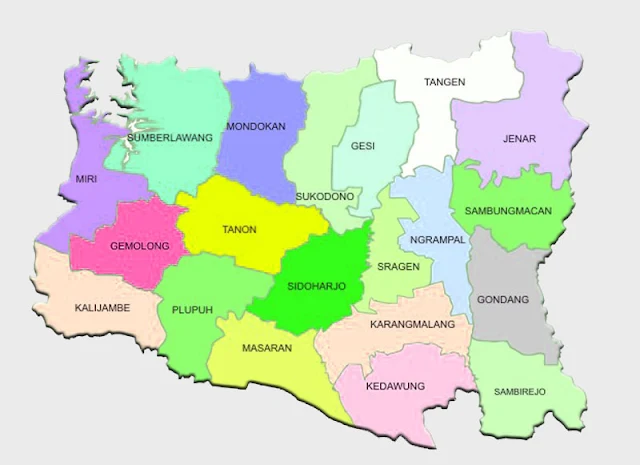 Gambar Peta Kecamatan Kabupaten Sragen